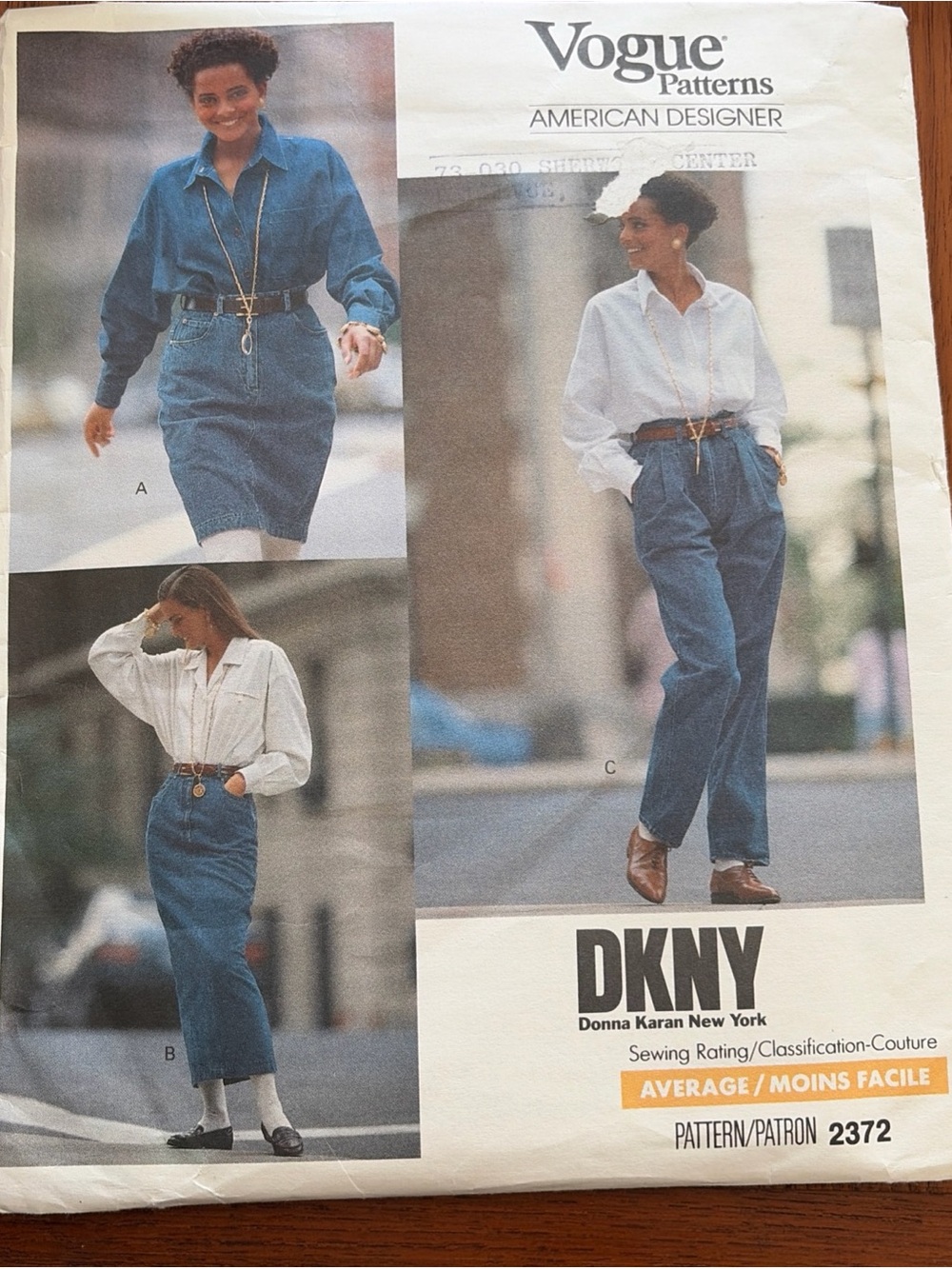 DKNY High-Rise Blue Denim Jeans vintage sewing pattern